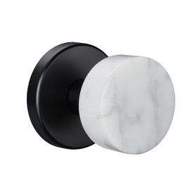 dairazan White Marble Dummy Door Knob with Matte Black Rosette —Sleek Modern Design, Durable Construction, Perfect for Hallway and Closet, Non-Locking Design
