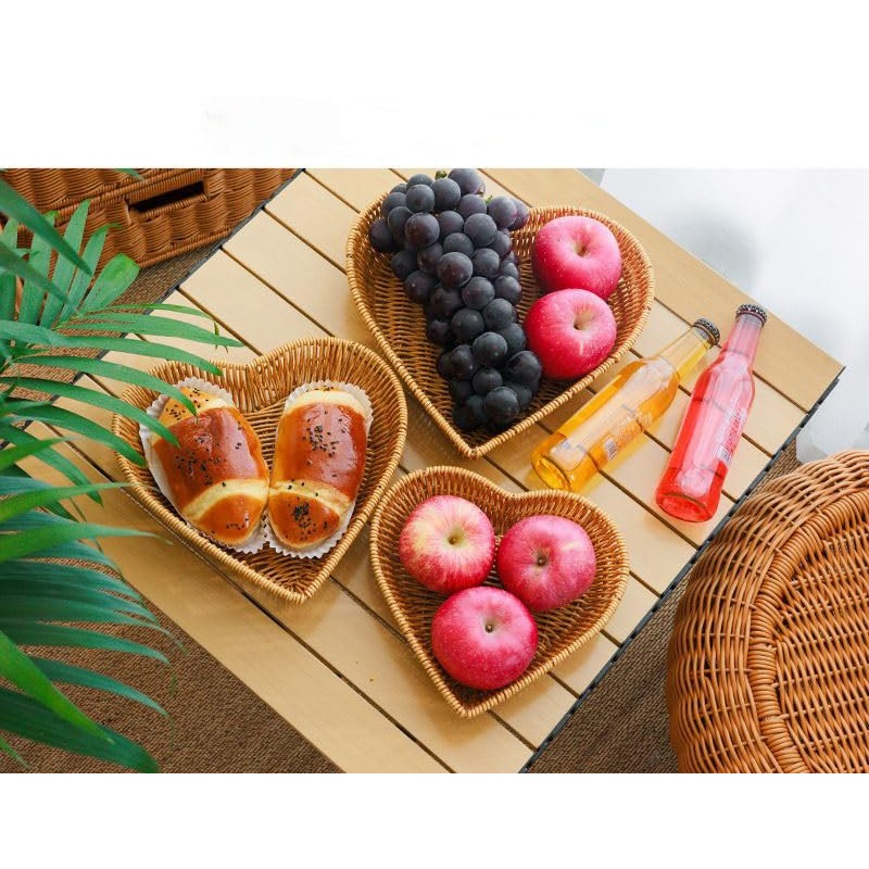 3-Pack Heart Imitation Rattan Picnic Basket Set Assorted Sizes
