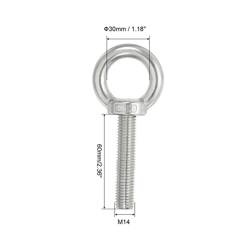 PATIKIL M14 x 60 mm Lifting Shoulder Eye Bolt, Pack