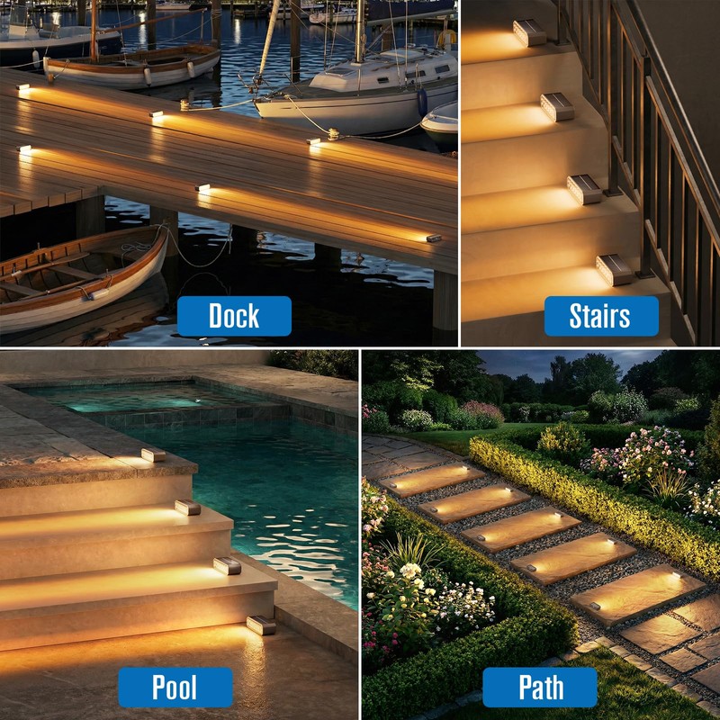 NIORSUN Solar Step Lights, 8 Pack Outdoor Horizontal Lights for
