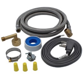 Supplying Demand 6572 Universal Dishwasher Install Kit 6 Feet Stainless Hose 6 Feet Power Cable