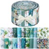 Hosuly 40 Pcs Blue Green Floral Fabric Jelly Fabric Quilting