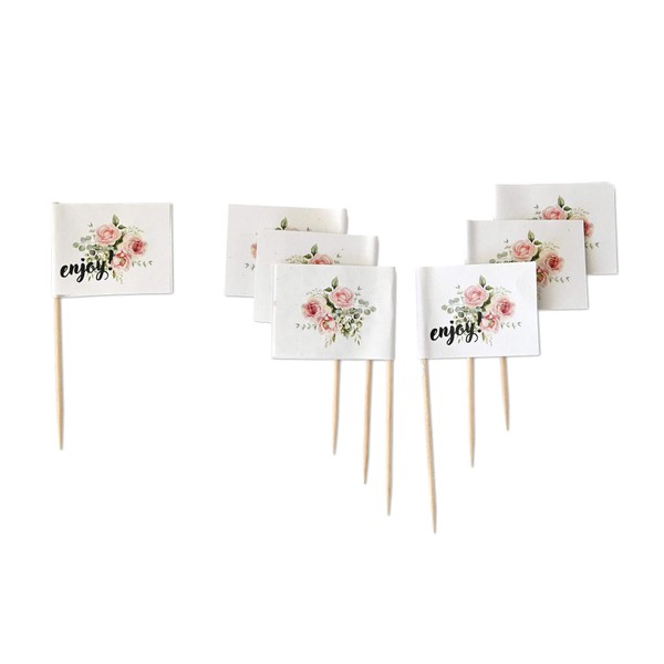 ECOFIESTA 50 x Finger Food Skewers Mini Flags 3 x