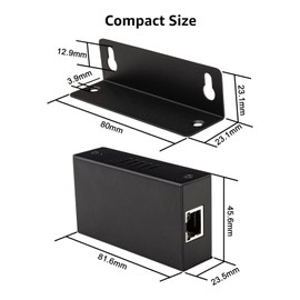 Leehitech 100M Desktop/Wall Mount PoE Extender, 1 to 2 PoE Extender with 10/100Mbps Speed, IEEE 802.3af/at PoE+ Standard, 1 In 2 Out 100M/328FT Signal Extende POE Repeater for PoE Camera/PoE Device