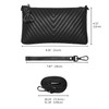 YALUXE Womens Wristlet Real Leather Chevron Tassel Large V Clutch