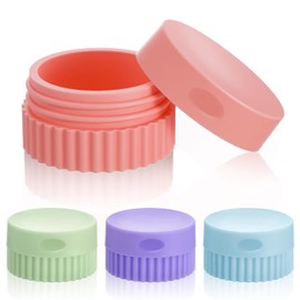 Guduling 4 Pcs Small Silicone Travel Containers,Silicone Travel Jars,Silicones Cream Jar with Lids,Leakproof Travelling Accessories for Cosmetic Body Skin Cream,4 Colors