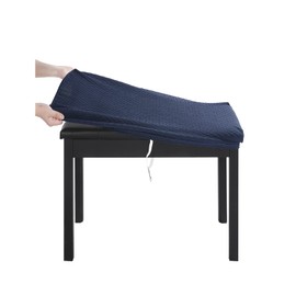 BUYUE Luxury Piano Bench Cover, (20"- 27") L x (11.8"- 15.7") W Stretch Jacquard Washable Rectangle Dressing Stool Slipcover (S, Navy Blue)