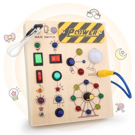 Yewdrum Montessori Busy Board for Toddlers - LED Light Switch Toy for Toddlers 2-4, Montessori Switch Board Travel Toys for Ages 2-4, Early Development Busy Board for 1+ Year Old