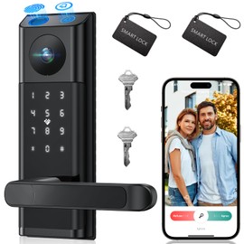 Video Smart Lock with Camera & Doorbell,5-in-1 Door Lock with Handle