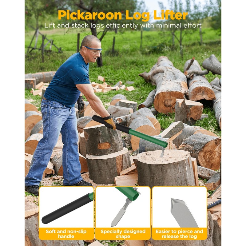 HOTYELL Steel Cant Hook Logging Tool, Log Peavey and Pickaroon,