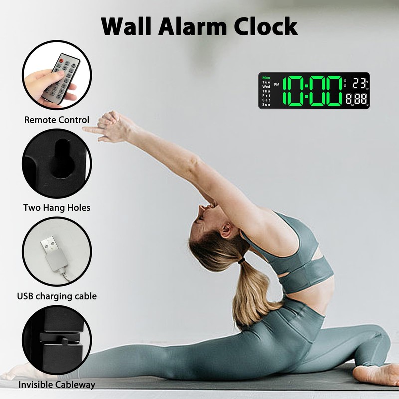 13 inch Large Digital Wall Alarm Clock with Remote Control