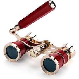 Opera Glasses Binoculars 3X25 Theater BK7 Optical Glass Portable Telescope Adults Kids Women in Musical Concerts Theater Cinema (Red)