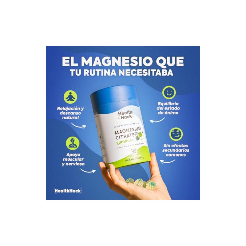 Health Hack Citrato Magnesio Gomitas 400 Elemental Como Por Porción