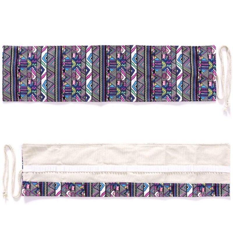 Roll-Up Canvas Pencil Wrap, Colouring Pencil Roll Bag Holder Storage