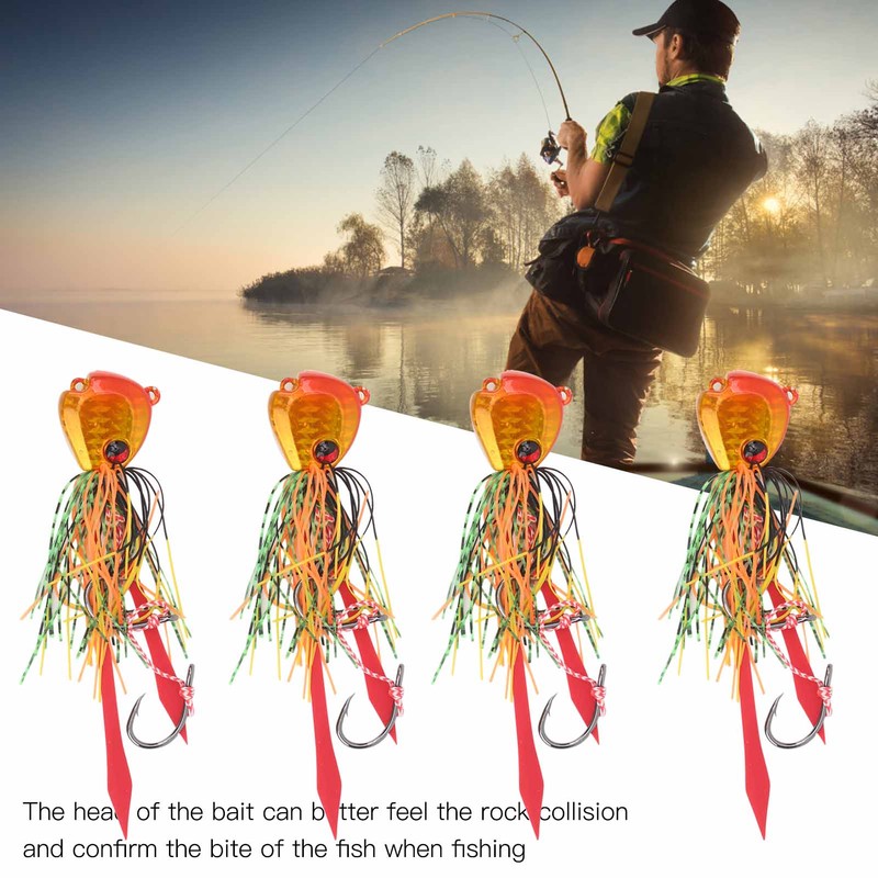 4Pcs 65g Fishing Artificial Baits Silicone Skirts Lures with Hook