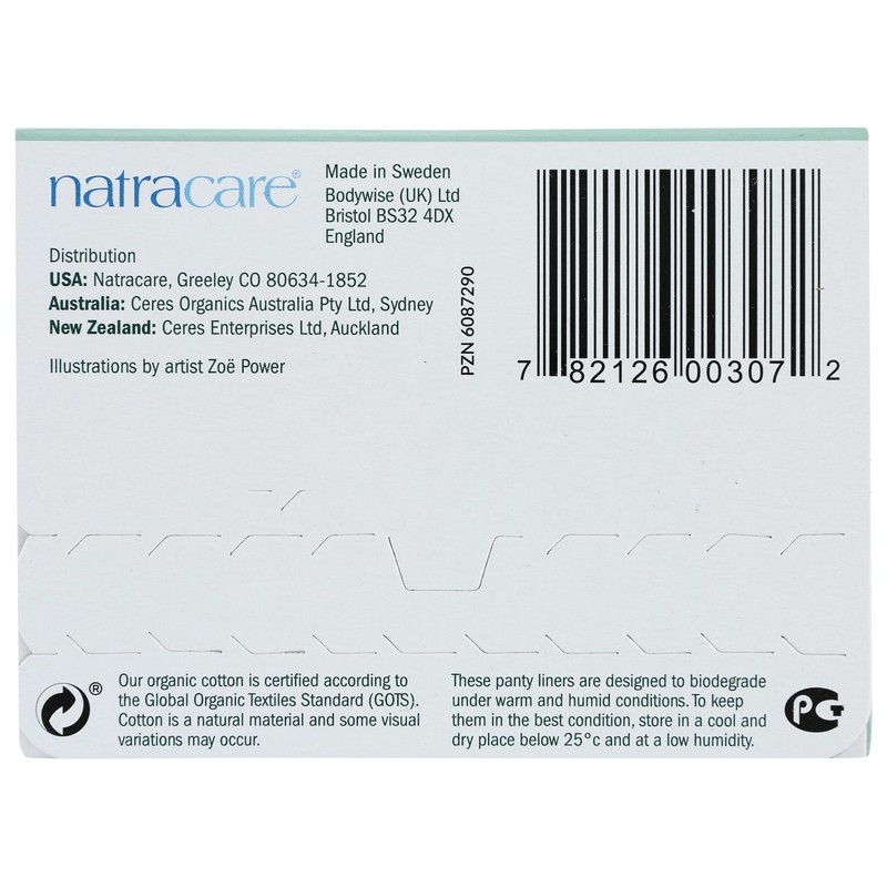 Natracare Natural Thong Style Panty Liners - 30 Pack