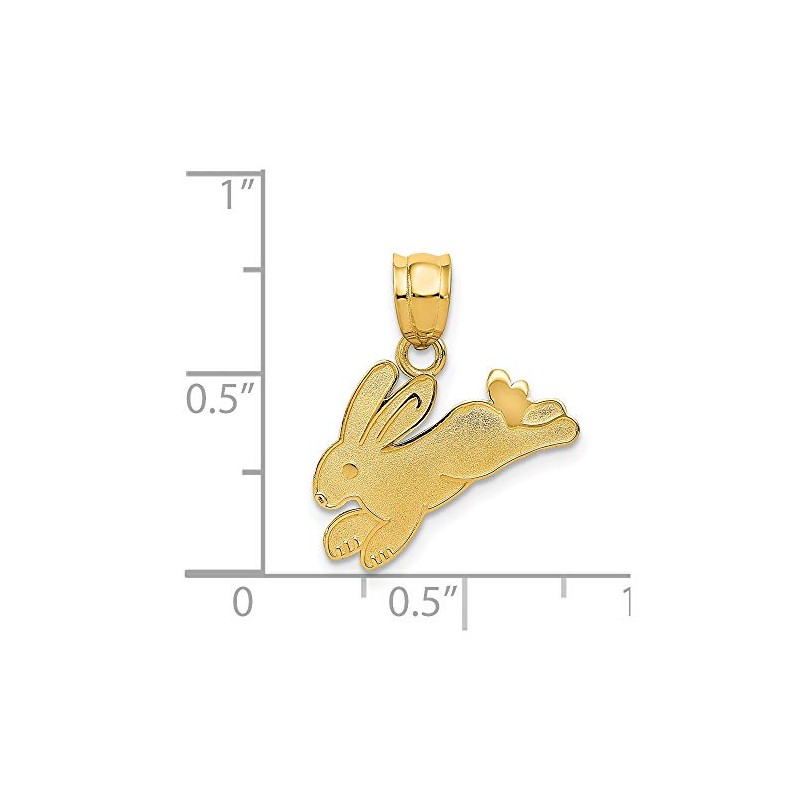 Saris and Things 14k Yellow Gold Solid Rabbit Charm Pendant