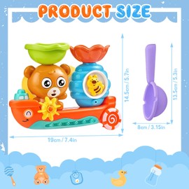 Bath Toys, Shyllin Bath Toy from 1 Year, Bear, Bee, Bath Toy Boat, Bath Toy with Suction Cups, Water Toy, Birthday Gifts for Boys, Girls (Wear)