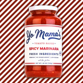Yo Mama's Foods Keto SPICY Marinara Pasta Sauce - Pack of (4) - No Sugar Added, Low Carb, Low Sodium, Gluten Free, Paleo Friendly, and Made with Whole, Non-GMO Tomatoes.