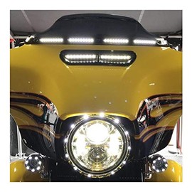 Dynamic LED Batwing CHROME Fairing Vent Insert compatible with Harley Davidson Batwings 2014-2023 (WHITE RUNNING LIGHT & AMBER TURN SIGNAL)
