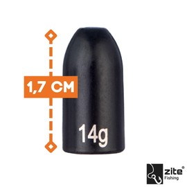Zite Fishing Tungsten Bullet Weights 3.5-14g Finesse Carolina & Texas Rig Fishing Weights Set Matte Black Coated Bass & Zander Fishing Mounts Tungsten Weight (14g)