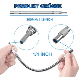 KEWAYO 1/4 Inch Magnetic Extension, Flexible Shaft Screwdriver Bit Holder Connection Link for Screwdriver (300 mm)