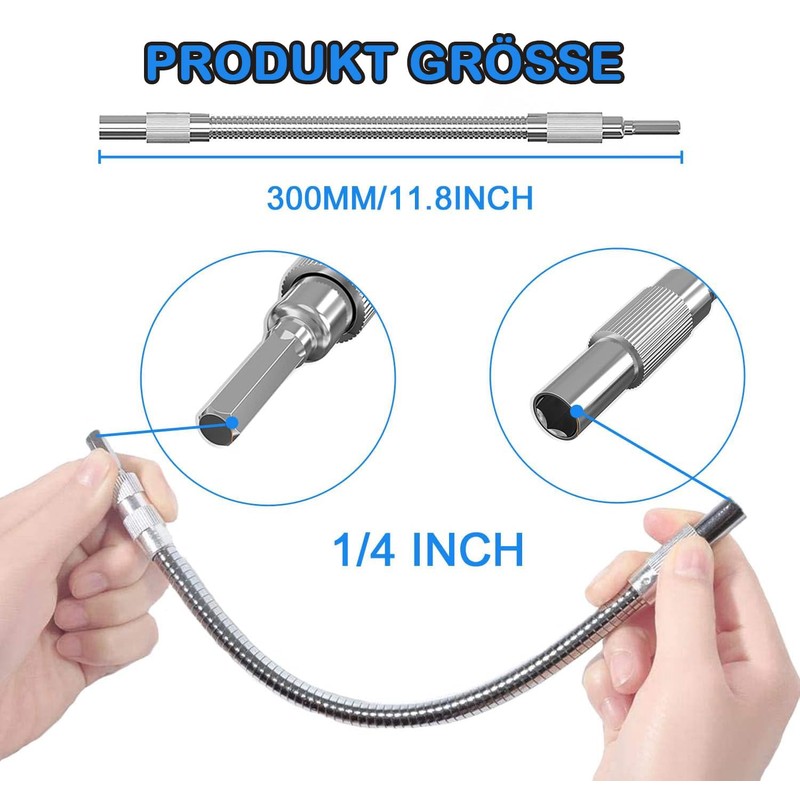 KEWAYO 1/4 Inch Magnetic Extension, Flexible Shaft Screwdriver Bit Holder