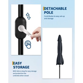 GAOMON 10FT Outdoor Patio Umbrella with 8 Sturdy Ribs, Table Umbrella with Push Button Tilt and Crank, UV Protection Waterproof for Garden, Deck, Backyard, Pool (Gray)