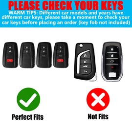 YILINXI Compatible with Toyota 4 Buttons Key Fob Cover with Silk Bowknot Keychain, Car Key Shell Accessories for Highlander RAV4 Camry Avalon C-HR Corolla GT86 (2018-2024) for Women, (Pink)