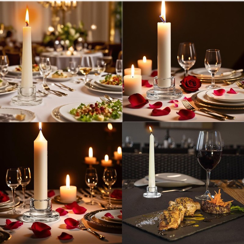 Glass Candlestick Holders: 20Pcs Small Taper Candle Holders Bulk Short
