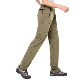 Wespornow Women's-Hiking-Pants Convertible-Zip-Off-Quick-Dry-Pants for Cargo, Camping, Travel, Outdoor, Fishing, Safari (Khaki, Large)