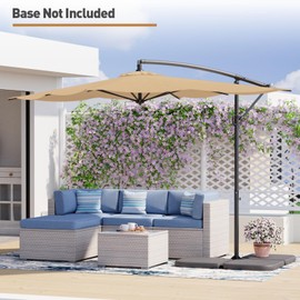 COSIEST 9FT Offset Patio Umbrella, Cantilever Hanging Outdoor Umbrella w/360-degree Rotation, Handy Crank, UV & Waterproof Canopy, 6 Ribs for Market, Backyard, Poolside, Garden