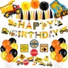 SKTMH Construction Birthday Decorations with Construction Happy Birthday Banner, Cupcake