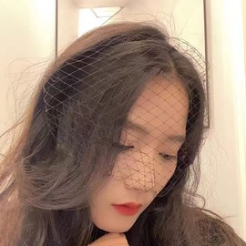 Black Veil Fascinator Headband Birdcage Over Face Veil Headbands Funeral Elegant Mesh Headband for Tea Party Proms Wedding 1920s Headpiece for Women Ladies