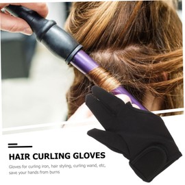 Ipetboom Heat Resistant Finger Glove for Hairdressing Durable Insulation Tool for Styling Curling Easy to Carry Three Finger Design for Salon Home Use Black