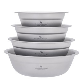 Boundless Voyage Camping Plate Titanium Pan Dish Bowls Set Ultralight Dinner Plate Stackable Tableware Set for Outdoor Home Kitchen D-Ti1148t