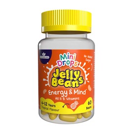 Natures Aid Mini Drops Jelly Beans Energy & Mind - 8 B Vitamins including B12 to Support Energy, Mental and Reduce Tiredness - Tropical, No Added Sugar Gluten Free - 60 Beans for Children Ages 4-12 by Natures Aid