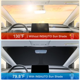 INSAUTO Foldable Windshield Sun Shade for Toyota Prius Hatchback 2010-2015 (Prius C/V Not Fit), Heat & UV Protection Car Sunshade with Storage Bag, Keep Interior Cool & Easy Installation