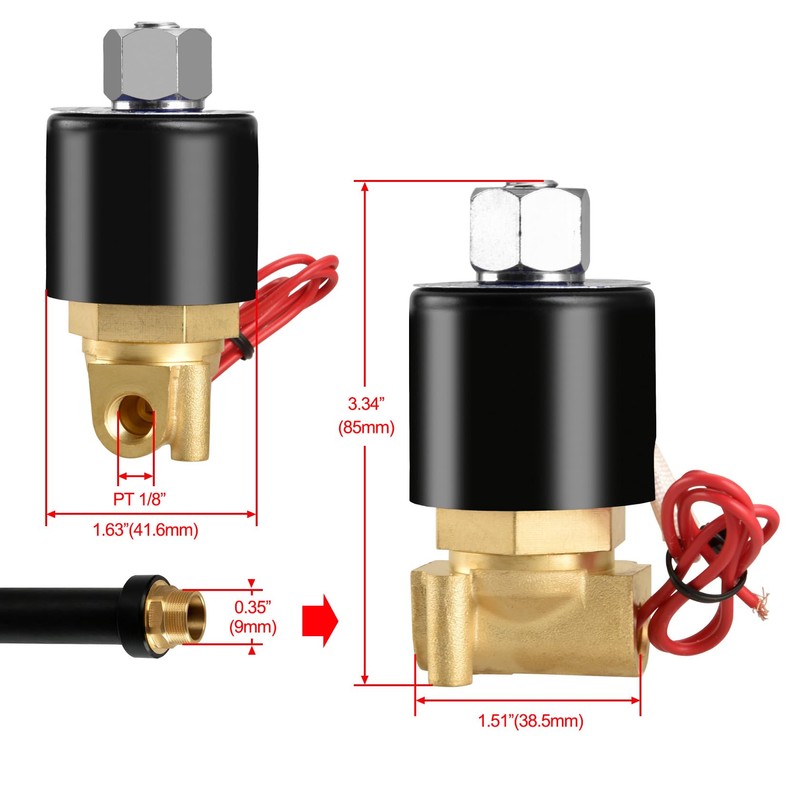Heschen Brass Electric Solenoid Valve, 2W-025-06K, PT1/8", Normally Open, Direct