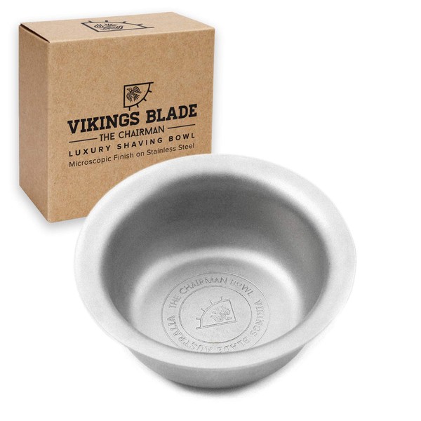 Luxury Shaving Soap Bowl by VIKINGS BLADE, Sandblasted Steel for Fast, Thick Lather, Unbreakable, Tactile Texture, Great for Standard Sized Pucks & Soaps (The Chairman, 3” Diameter)