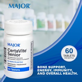 MAJOR CertaVite Senior Multivitamin with Antioxidants – Multivitamin for Women and Men with Beta-Carotene, Iron, Vitamin C & E – Supports Immunity, Energy & Vision – 60 Tablets