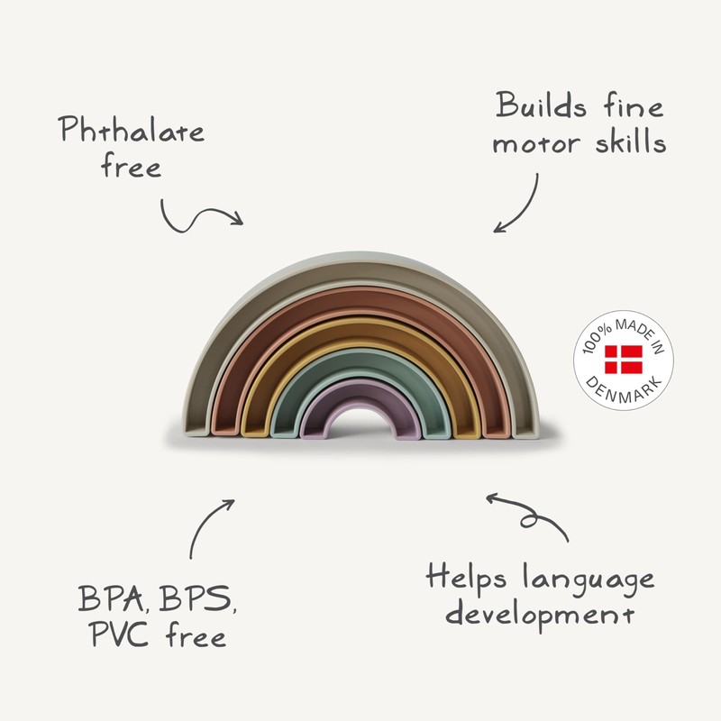 mushie Rainbow Stacker Toy 5pcs | Made in Denmark (Tropical)