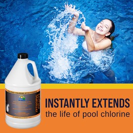 Lo-Chlor Ez-Pour Chlorine Stabilizer For Pool - Liquid Cyanuric Acid Solution, Professional Strength Pool Stabilizer For Swimming Pools Protects Immediately With Fast And Simple Liquid Dosing (128 Oz)