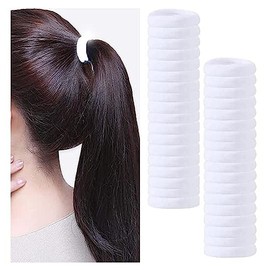 Pack of 2 Pcs Cotton Seamless Ponytail Holders Hair Ties Rubber Band - White