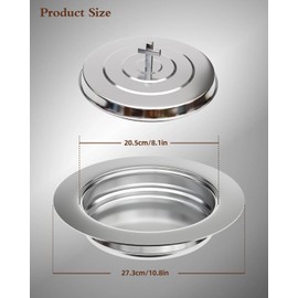 1PC Holy Communion Tray for Churches with Lid, Stainless Steel Communion Bread Tray Plates Polished Church Supplies Ware,Silver