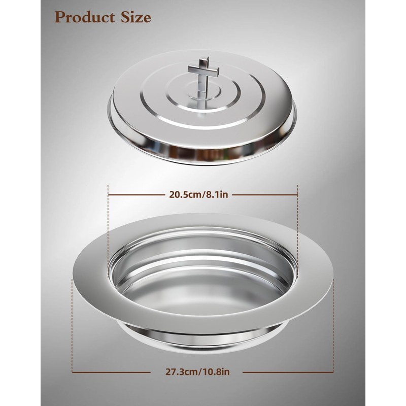 1PC Holy Communion Tray for Churches with Lid, Stainless Steel