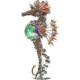 KonHaovF Colorful 3D Metal Puzzles for Adults Sea Horse Model with 16Colors Lamp, DIY 3D Mechanical Sea Horse Metal Model Kits to Build for Adults with Tool, Desktop Building Toys for Adults/Teens