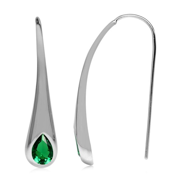 Silvershake 1.2ct. Created Nano Green Emerald White Gold Plated 925