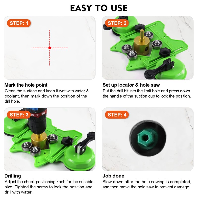 MARSBASE Diamond Hole Saw Kit, 10 PCS Dry/Wet Brazing Tile