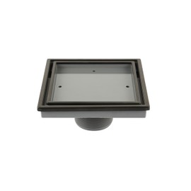 QM Tile-In Center/Square Shower Drain in ORB/Black, Stainless Steel Marine 316 Frame + ABS, Lagos Series Veil Line, Kit includes: Hair Strainer, Key